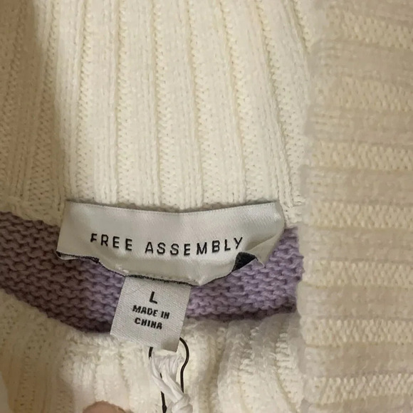 Mock Turtle Neck Sweater Women's Size L Long Sleeve Cream Cotton Wool Blend - Picture 3 of 8